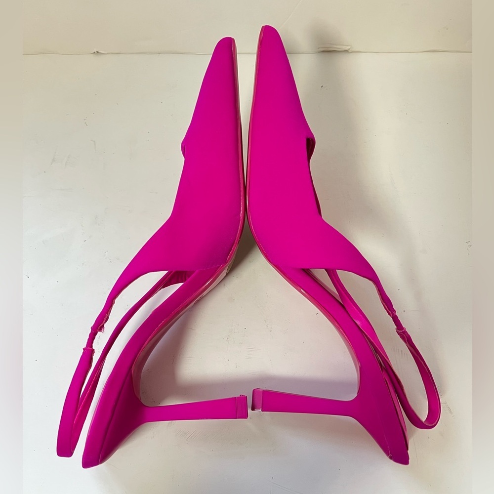 Zara Hot Pink Pointed Slingback Heels - Picture 4 of 8